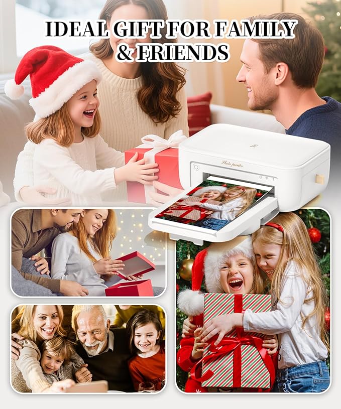 iDPRT 4x6 Photo Printer - 108 Sheets & 2 Ribbon, Instant Picture Printer for iPhone, Android - Thermal Dye Sublimation, WI-Fi Connnecting, Color Photo Printers for Home Use