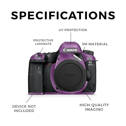 Glossy Glitter Camera Skin Compatible with Canon EOS 6D Mark II Camera (2017) - Solid Purple - Premium 3M Vinyl Protective Wrap Decal Cover - Easy to Apply | Crafted in The USA by MightySkins