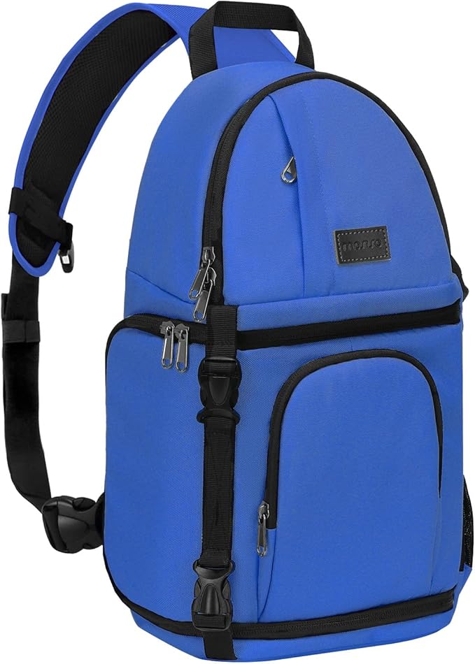 MOSISO Camera Sling Bag, DSLR/SLR/Mirrorless Camera Case Shockproof Photography Camera Backpack with Tripod Holder & Removable Modular Inserts Compatible with Canon/Nikon/Sony/Fuji, Royal Blue
