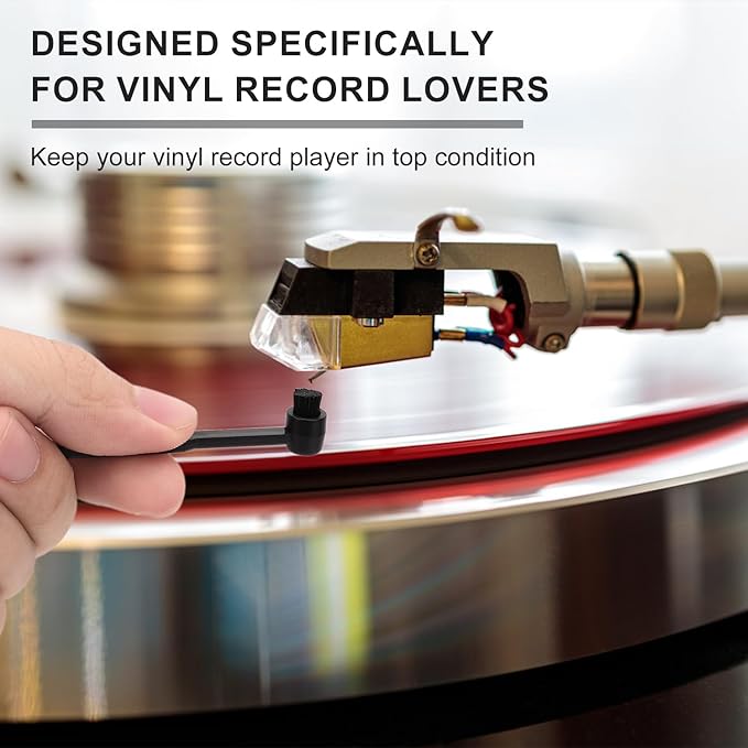 2pcs Vinyl Record Cleaning Brush & Stylus Cleaner, Carbon Fiber Turntable Stylus Cleaner Brush Anti-Static Stylus Brush Record Player Needle Brush for Record Turntable Needles Cleaning