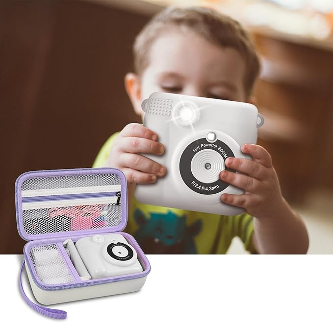 Grapsa Case Compatible with ESOXOFFORE for Dylanto for Anchioo for WEEFUN for GKTZ for Amzelas for Mafiti Instant Print Camera for Kids, Film Camera Storage Holder Organizer Bag (Box Only)- White