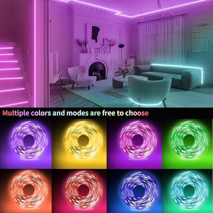 KSIPZE 200ft (2x100ft) Led Strip Lights RGB Music Sync Color Changing Bluetooth Led Lights with Smart App Control Remote Led Lights for Bedroom Room Lighting Flexible Home Décor