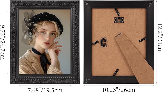 Edenseelake 8x10 Picture Frames Set of 2, Vintage Black Photo Frame 8 by 10 for Tabletop or Wall Decor