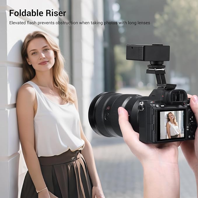 Godox FS-R Single Contact Foldable Flash Bracket, Anti-Collision Riser for Godox MF12/MF-12 & Other Single Contact Mini Flash, Max Load 78g, Foldable Design for Portable Macro Photography