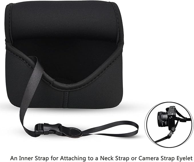 JJC Soft Neoprene Digital Camera Case Pouch Compact Bag Protector with Anti-Lost Inner Strap for Sony ZV-E10 A6500 A6400 A6300 A6100 A6000 A5500 A5100 with E 16-50mm Lens