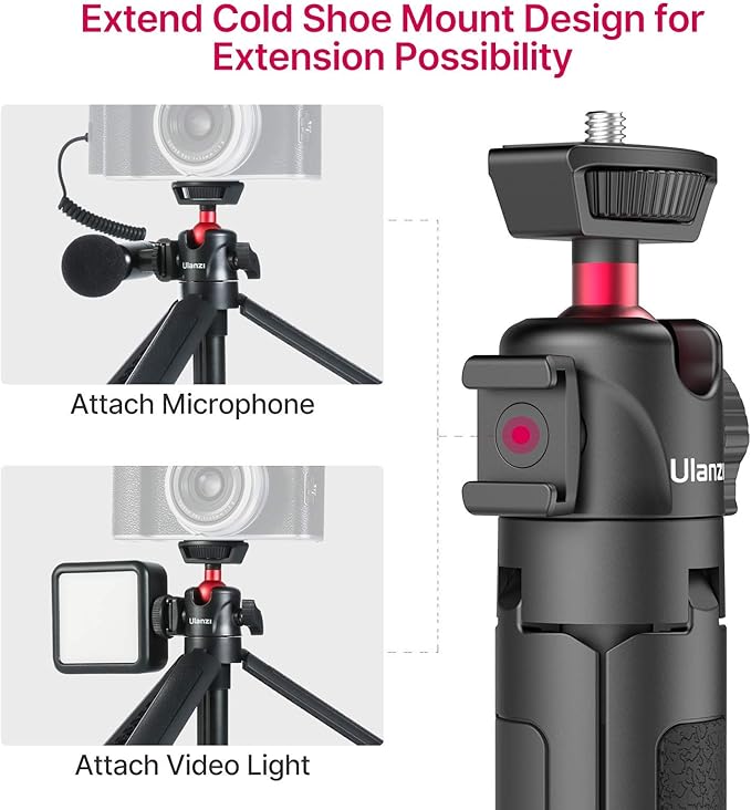Ulanzi MT-16 Camera Tripod Stand Holder, Mini Tabletop Tripod Selfie Stick with Cold Shoe + ULANZI Smartphone Video Rig with Handles