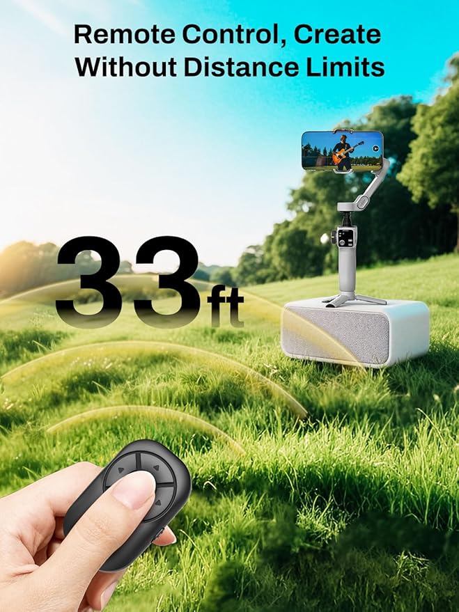AOCHUAN Smartphone Gimbal Stabilizer for iPhone & Android, 3-Axis Phone Gimbal with Bluetooth Remote Control, Built-in 7.8” Extendable Rod, EVA Protective Storage Bag w/Hand Strap, V8 KIT WH& B30