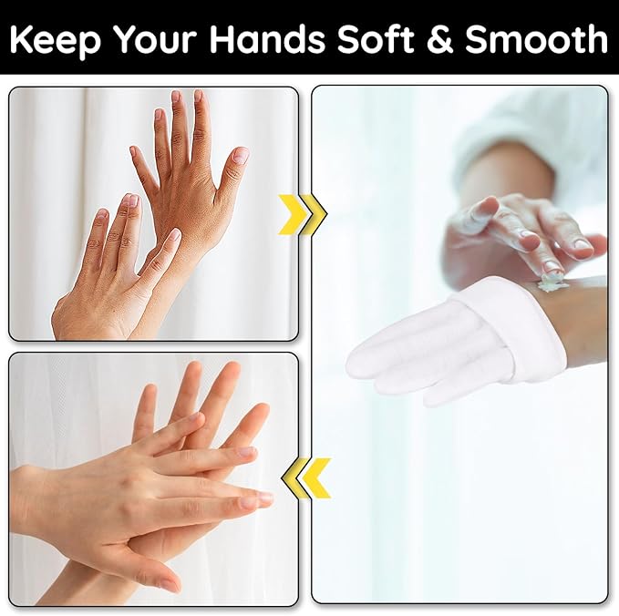 Segbeauty 12 Counts Extra Large Moisturizing Gloves Overnight, Thickened White Cotton Gloves for Dry Hand SPA, 6 Pairs Larger Overnight Lotion Sleep Gloves Women and Men, Washable Hand Gloves for Work