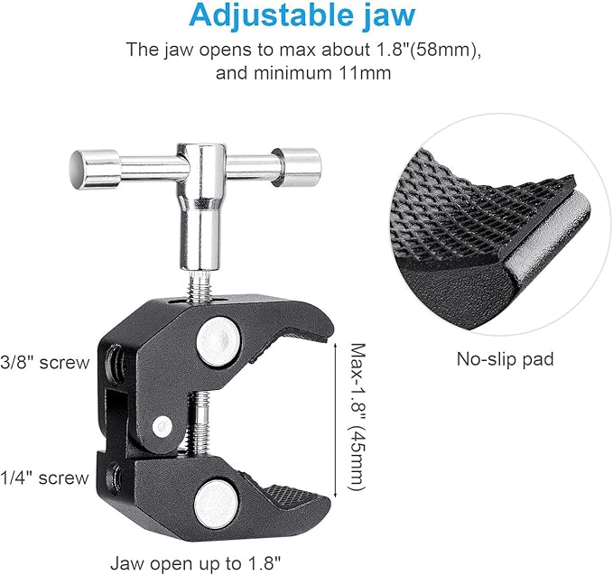 FOMITO 11 inch Articulating Magic Arm + Super Clamp for DSLR Rig Camera to LCD Monito, LED Video Light