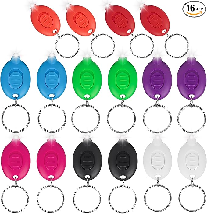 16Pcs LED Keychain Flashlight White Light Mini Keychain Light Ultra Bright Tiny Flashlight, Micro Pocket Portable Key Light for Emergency Lighting