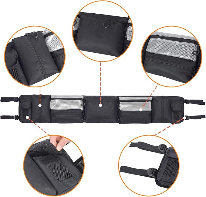 MYDAYS UTV Roll Cage Organizer Case, Cargo Rear Storage Bag Gear Bags,Tools Storage Solution for Most Full Size UTVs, Polaris, Yamaha and Kawasaki UTVs