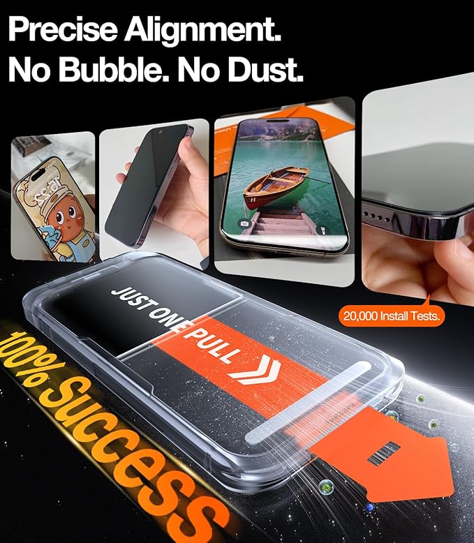 TORRAS Military-Grade Shatterproof for iPhone 16 Pro Max Screen Protector [9H+ Aerospace Tempered Glass＆ One-Step Installation] Full Coverage Fit Bubble Free Top-Notch Protection, 2 Pack, GlassGo X