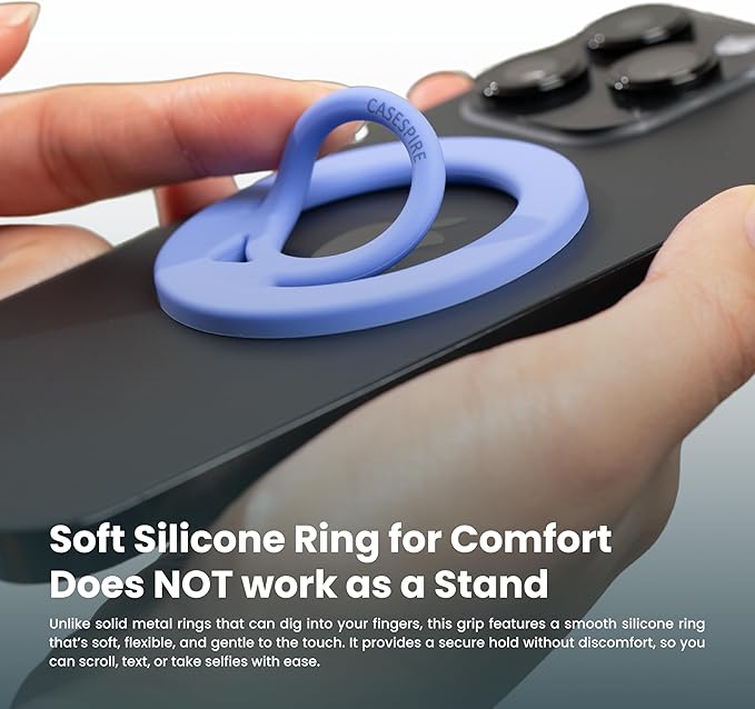Dual-Sided Magnetic Silicone Phone Grip for iPhone Pro Max and for MagSafe-Compatible Phone Cases (Light Beige)