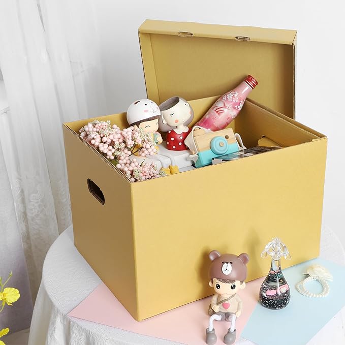 Lineco, Archival Storage Cartons, Ready-To-Assemble, for Documents or Photos, Acid-Free, Buffered Corrugated Board, 12 x 15 10 in, Tan, Pack of 5