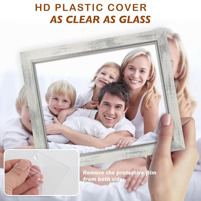 XUANLUO 8x10 Picture Frames Set of 4 Rustic Retro Photo Frame with HD Plastic Cover for Wall Mount and Tabletop Display Family Friends Wedding Gift