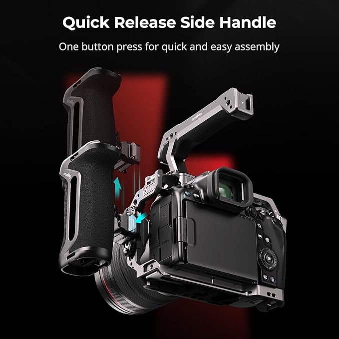 SMALLRIG NATO Side Handle with NATO Rail, H21 HawkLock Quick Release, for Left or Right Hand, 36mm/1.4in Up and Down Adjustable, Ergonomic Handgrip with Built-in Cold Shoe, 1/4"-20 Threaded Holes