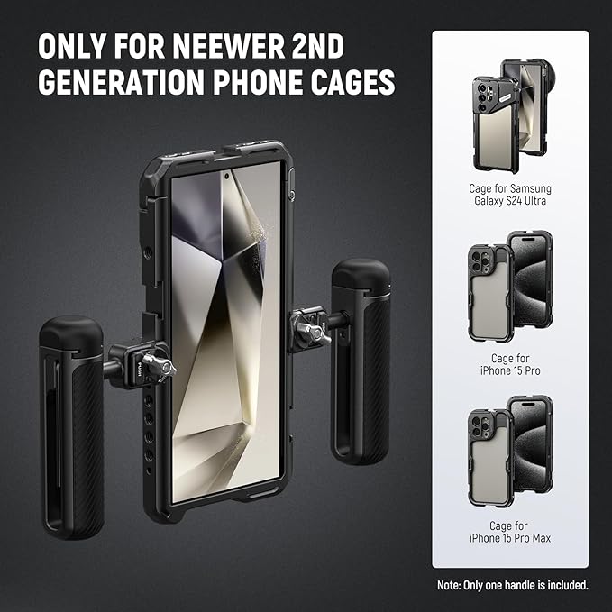 NEEWER Quick Release Side Handle Only for 2nd Gen Phone Cages PA043 PA044 for iPhone 15 Pro Max/15 Pro, PA042 for Samsung S24 Ultra, with Covered Cold Shoe, Anti Off Pin, Silver Lock, PA045S