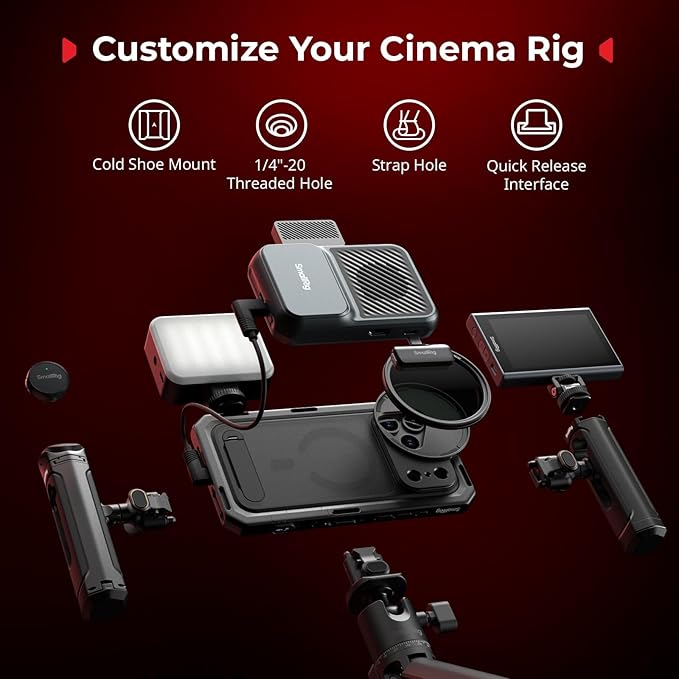 SMALLRIG Mobile Video Cage for iPhone 17 Pro Max, with Phone Case/TPU Soft Frame/T-Mount & 17mm Threaded Lens Backplate, Phone Video Rig for Videography Recording Vlog, Flagship Edition - 5543