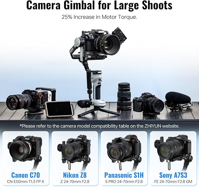 ZHIYUN CINEPEER Crane 4E 3-Axis Camera Gimbal Stabilizer for Canon/Sony/Panasonic/Nikon,Extendable Sling Grip Native Vertical Shooting Handheld Camera Gimbal