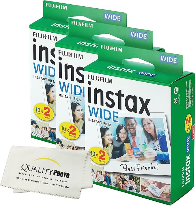 Fujifilm Instax Wide Instant Film Photo Microfiber Cloth – Compatible with Instax Wide 400, 300, 210, and 200 Cameras (60 Prints)
