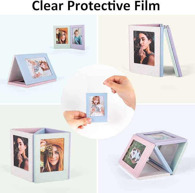 HIYQIN 5 Pack - 2x3 Magnetic Photo Frame with Clear Protective Cover for Mini EVO Liplay SE 12 11 41 40 99 90 9 8 7S Camera Films - 3 Inch Refrigerator Magnet Picture Frames - Mixed Color