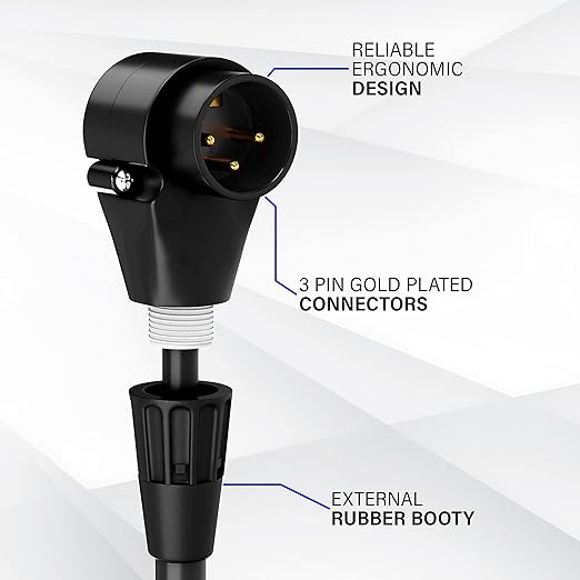 LyxPro 1.5 Feet Right Angle XLR Male to Female 3 Pin Mic Cord for Powered Speakers Audio Interface Professional Pro Audio Performance Camcorders DSLR Video Cameras and Recording Devices - Black