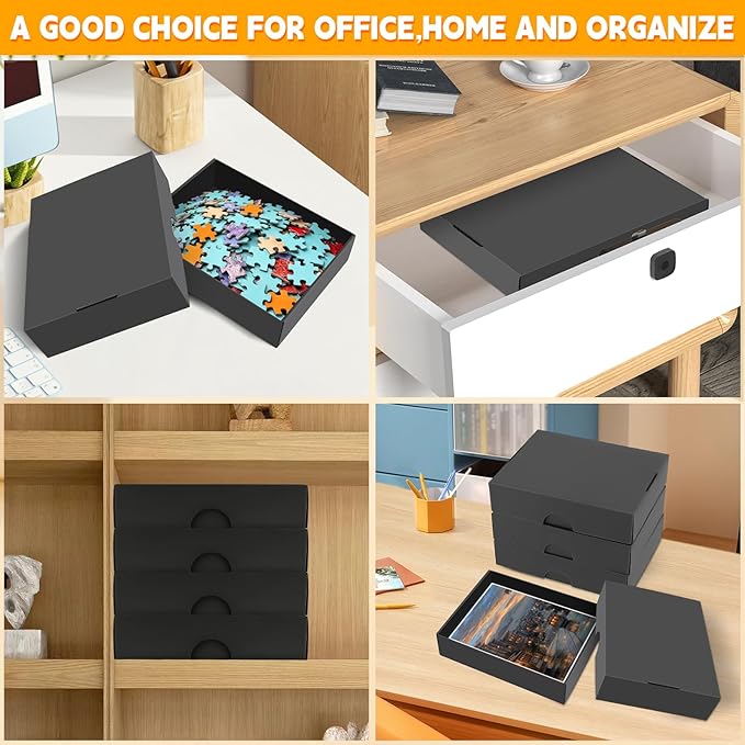 6 PCS Photo Storage Box for 8"x10" Pictures, 11“ x 8.5“ x 2.6“ Large Thick Cardboard Box, Scrapbook Storage Box with Lid, Photo Organizer Box for Protecting Scrapbooks, Photo, Stickers, Stamps(Black)
