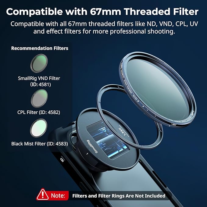 SMALLRIG 1.33X Anamorphic Lens for Mobile Phone, 2.4:1 Wide Screen Deformation Filmmaking Lens with T-Mount, Phone Cinematic Lens for iPhone 15/14 / 13/12, for Samsung S21 / S22 Series - 4590