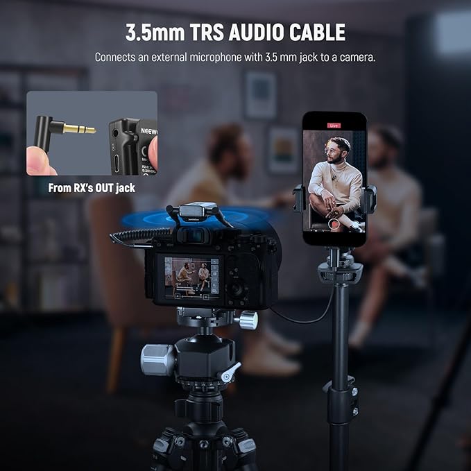 NEEWER 2 Pack Aux Cable Set, 3.5mm TRS Male to 3.5mm TRS Male Coiled Cable Compatible with DJI Mic Rode Wireless GO II Hollyland Lark NEEWER CM28 CM31 Wireless Microphone Camera PC Headphones, LM16