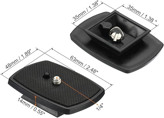 PATIKIL Tripod Quick Release Plate, 35mm 4 Pack Camera Tripod Adapter Mount Parts Replacement Mounting Plate for Tripod Model 5, Black