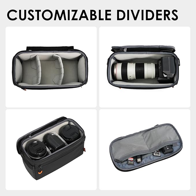 TARION Padded Camera Insert Bag - Protective Framed DSLR Inner Case Organizer - Fits 1 Camera and 2 Lenses - Removable Lid Compatible for DSLR SLR Mirrorless Cameras ShellCore XS