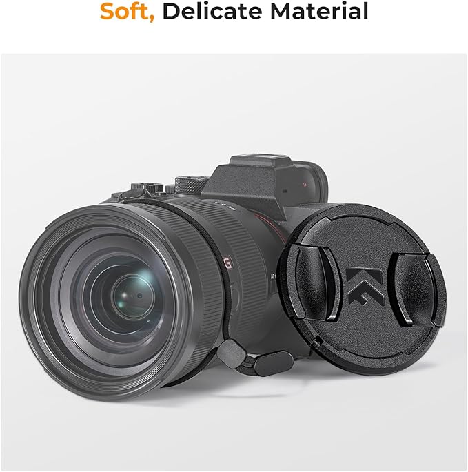 K&F CONCEPT 55mm Lens Cap Cover, 4-in-1 Center Pinch Lens Cover Black Anti-Loss Keeper Leash Microfiber Cleaning Cloth Kits Compatible with Nikon, Canon, Sony, Fujifilm Camera Lenses