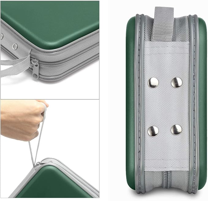 CD Case, 40 Capacity CD/DVD Case Holders Wallet Hard Plastic DVD Disc Cases Storage Binder for Car Home Office Travel (Dark Green)