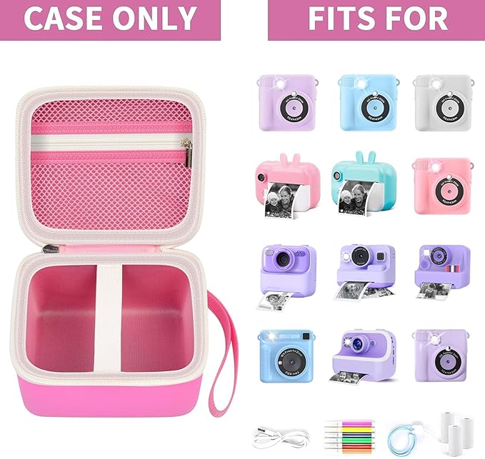 Kids Instant Print Camera Case Compatible with ESOXOFFORE for Dylanto for DUDUDRAGON for GKTZ for ETIKEZ for Dafotil for Careenoah for Aasonida Digital Video Prints Paper Bag (Box Only) Light Pink