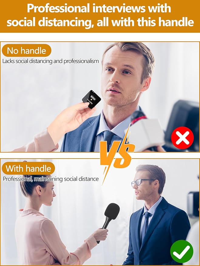 YOUSHARES Interview Microphone Handheld Adaptor for Rode Wireless Go II/Wireless PRO/Wireless ME/DJI Mic/DJI Mic 2