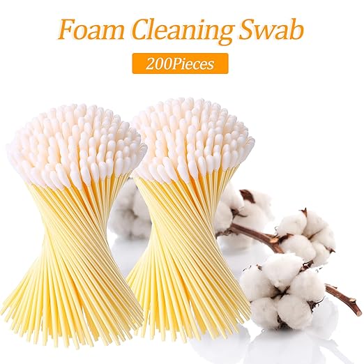 Chinco 200 Pieces Foam Swab Sponge Swab Foam Tips Sponge Stick for Inkjet Printer Print Head Camera Optical Lens Optical Equipment (Yellow,6.42 Inch)