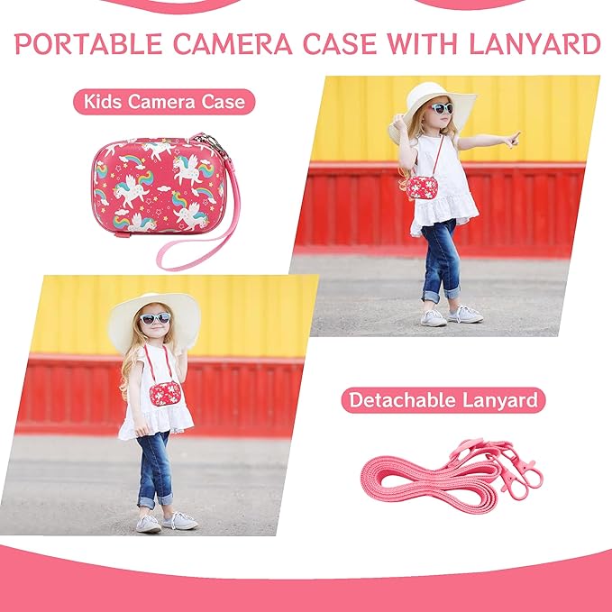 Leayjeen Kids Camera Case Compatible with Goopow/Mgaolo/CIMELR/Seckton/OZMI/Dylanto Kids Camera Toys and Children Digital Video Camera,Best Christmas and Birthday Gifts-Pink Unicorn(Case Only)