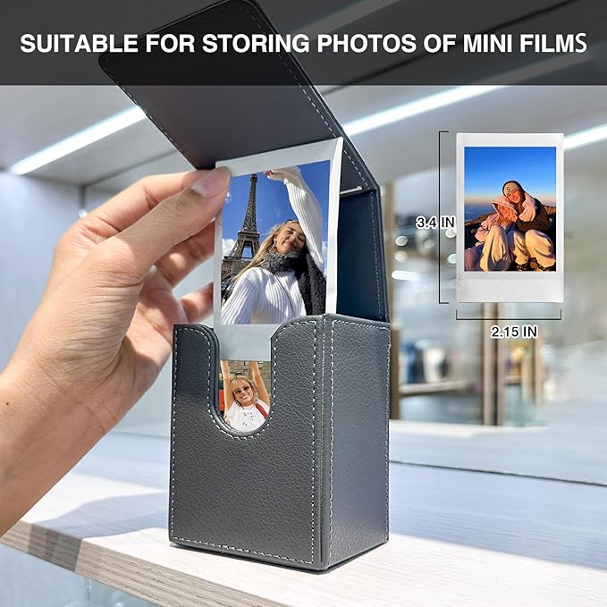 WOGOZAN Mini Picture Holder Case for Fujifilm Instax Mini 12/11/99/90/EVO Camera 2.15x3.4 Inches Film Accessories Photo Pouch Protection Case Can Hold 50+ Films (Dark Grey)