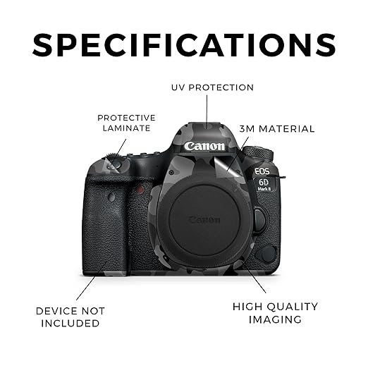 Camera Skin Compatible with Canon EOS 6D Mark II Camera (2017) - Black Camo - Premium 3M Vinyl Protective Wrap Decal Cover - Easy to Apply | Crafted in The USA by MightySkins