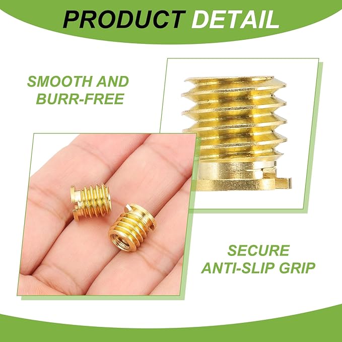 PATIKIL 1/4" Female to 3/8" Male Convert Screw Adapter, 5 Pcs Tripod Thread Adapters Mount for Camera Monopod Video DSLR SLR Mic Stand, Gold