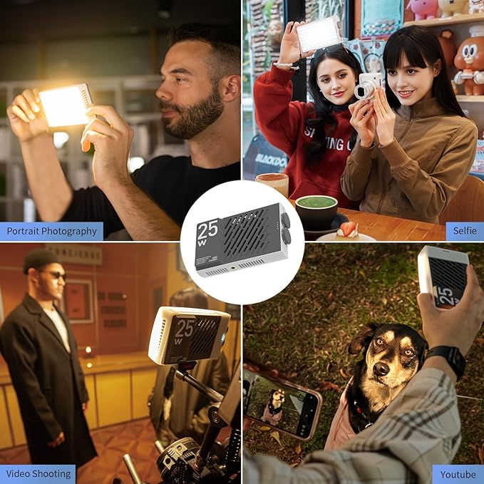 ZHIYUN CINEPEER CM25 25W LED Video Light, Pocket-Sized Mini Portable Gifts for Photographyers Light on Camera, Dimmable 2700K-6200K•CRI≥96•TLCI≥97,Built-in 2 * 2000mAh Rechargeable Batteries