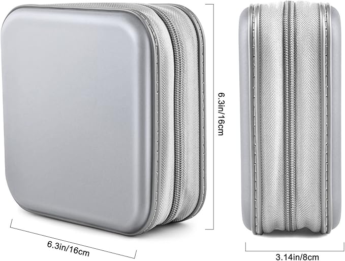 Bivisen CD Case, DVD Case Wallet Holder Binder 48 Capacity CD/DVD Cases Storage Holder Binder Organizer Wallet Book for Car Home Travel (Silver)