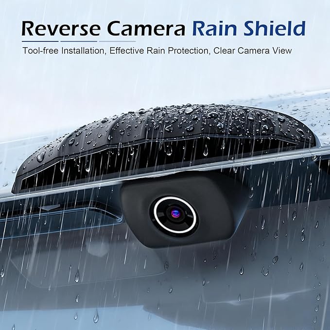Hugwits Car Rearview Camera Anti-Rain Cover, 0.7" x 3.9" Silicone Reversing Camera Rain Eyebrow Cover, Self-Adhesive Dashcam Protective Covers, Universal for Most Cars (Black)