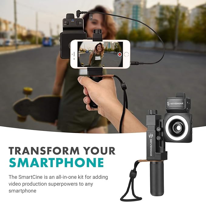 Movo SmartCine W2 - Wireless Smartphone Video Kit with Phone Rig, Dual Wireless Lavalier Microphone System, LED Light, Wide and Fisheye Lenses for iPhone/Android Phones - YouTube, TIK Tok Kit