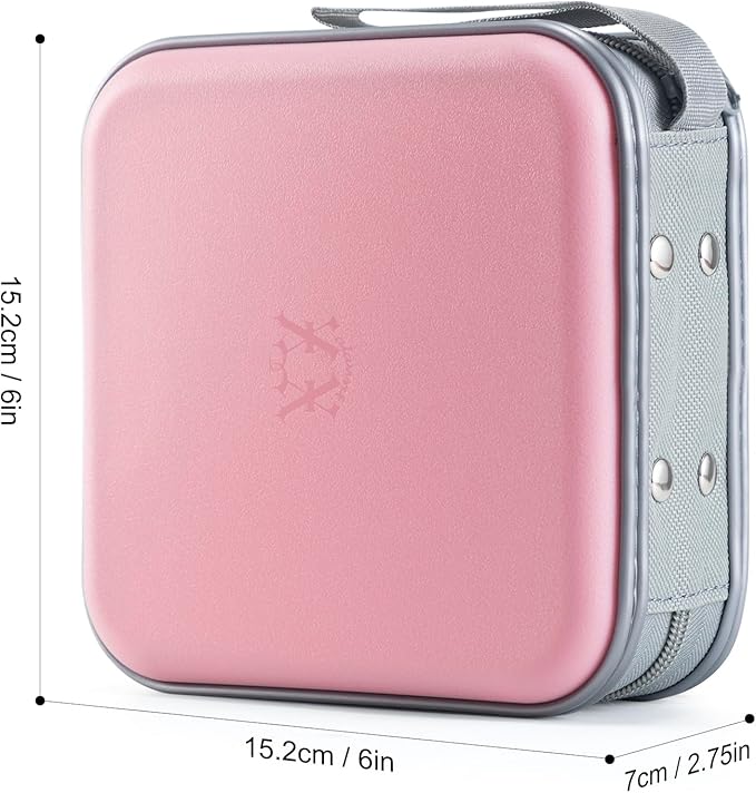 alavisxf xx CD Case, 48 Capacity Hard Plastic DVD Case Portable Zipper CD Holder Large Storage Disc Wallet Bag for Car Home Travel (Light Pink, 48 Capacity)