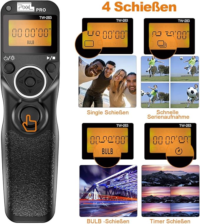 Pixel TW-283/N3 LCD Wireless Shutter Release Timer Remote Control for Canon 7D Series, 5D Series, 50D, 40D, 30D, 10D