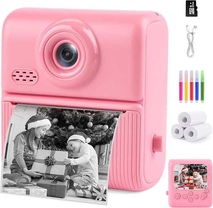 Kids Instant Print Camera,1080P Digital Camera for Kids with 32GB Card, for Grandkids,4 6 7 8 9 10 Year Old Girls Boys Birthday Gifts, Instant Print Toys for Girls 6-8 8-10