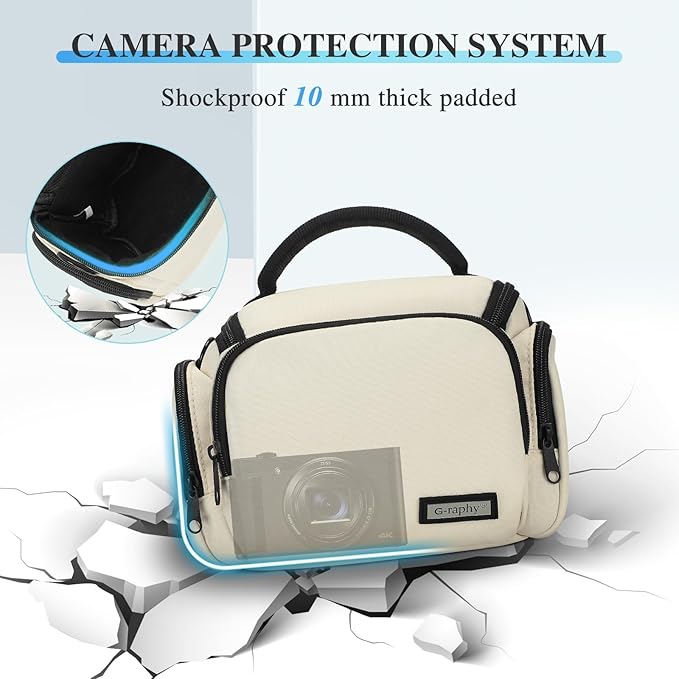 G-raphy Camera Bag Case Compact Lightweight Shoulder Crossbody Sling Photography Bags for Nikon Canon Sony DSLR SLR Mirrorless with Removal Straps (Beige)