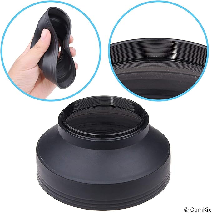72mm Camera Lens Hood - Rubber - Set of 2 - Collapsible in 3 Steps - Sun Shade/Shield - Reduces Lens Flare and Glare - Blocks Excess Sunlight for Enhanced Photography and Video Footage