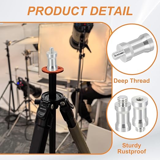 PATIKIL Camera Spigot Screws Converter 1/4" to 3/8" Female to Male, 3 Pack Tripod Screw Adapter Spigot Stud for Light Stand Hot Shoe Cold Shoe Adapter Ball Head Flash, Silver